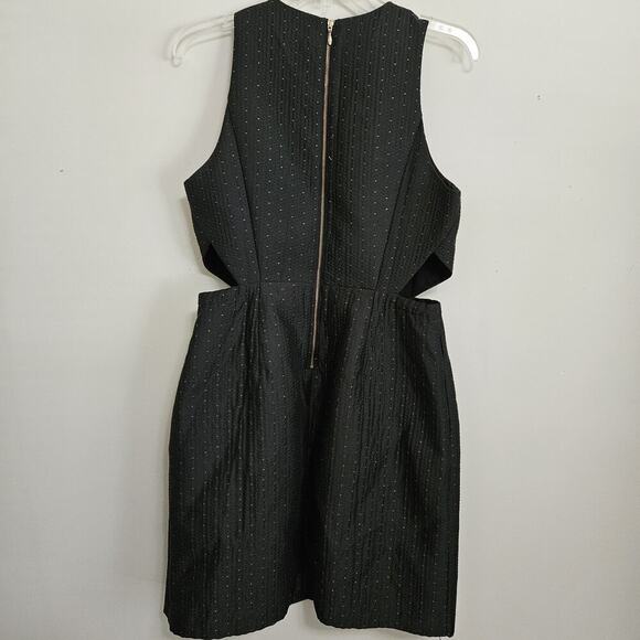 Madewell Women's Dress 8 Cut Out Sleeveless Black Gold Speck Scoop Neck Lined LN - Picture 2 of 10